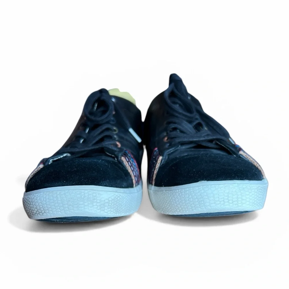 PAUL SMITH VESTRI LEATHER STRIPED PLIMSOLLS IN BLACK